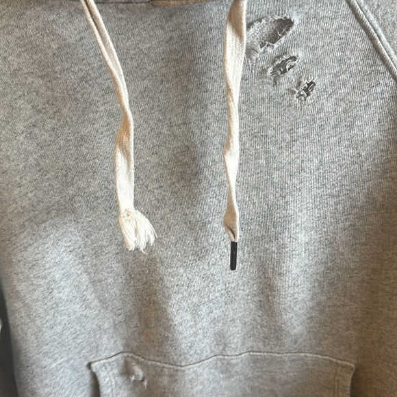 n : PHILANTHROPY Distressed Hoodie Size Large Gray Kangaroo Pocket - Picture 5 of 16